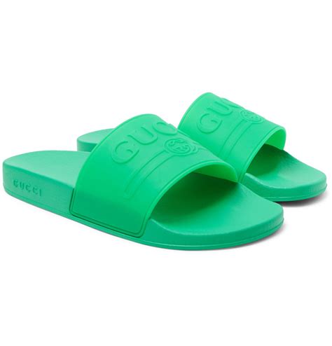 green rubber gucci slides|gucci rubber platform slides.